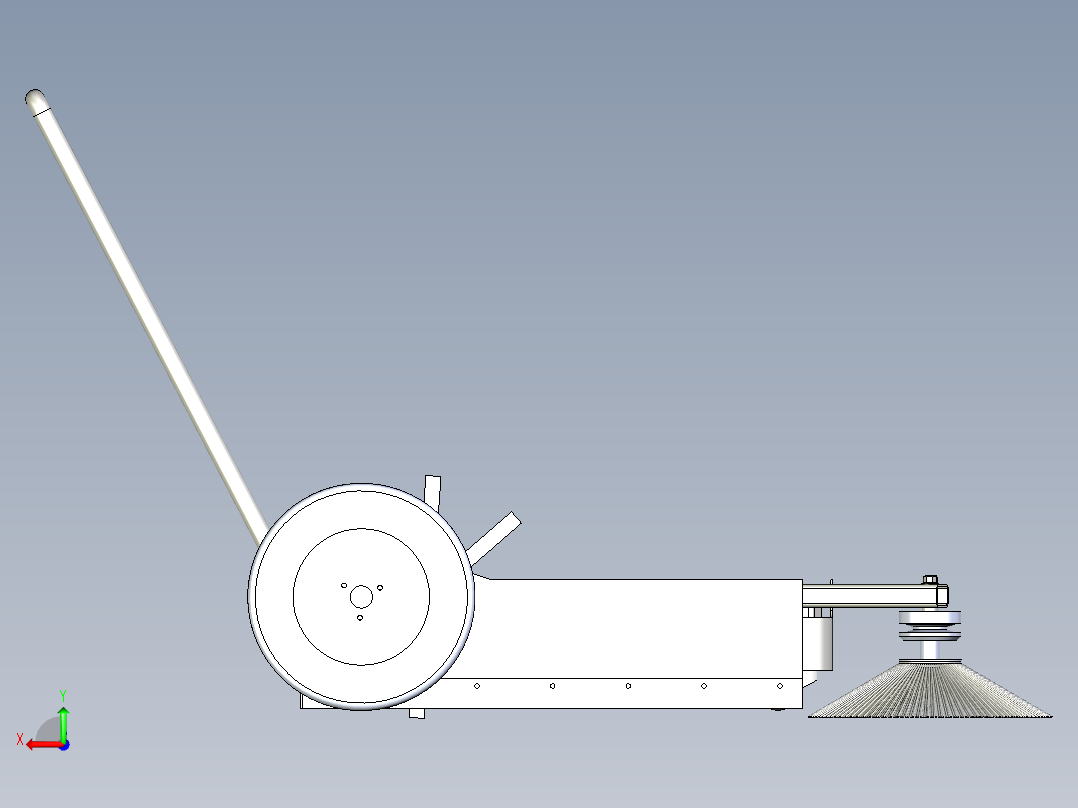 手推式清扫车三维模型+CAD图纸后视图