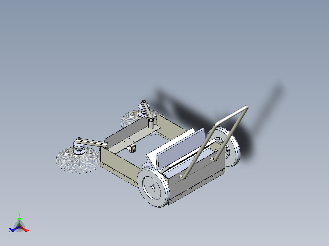 手推式清扫车三维模型+CAD图纸正等轴测图
