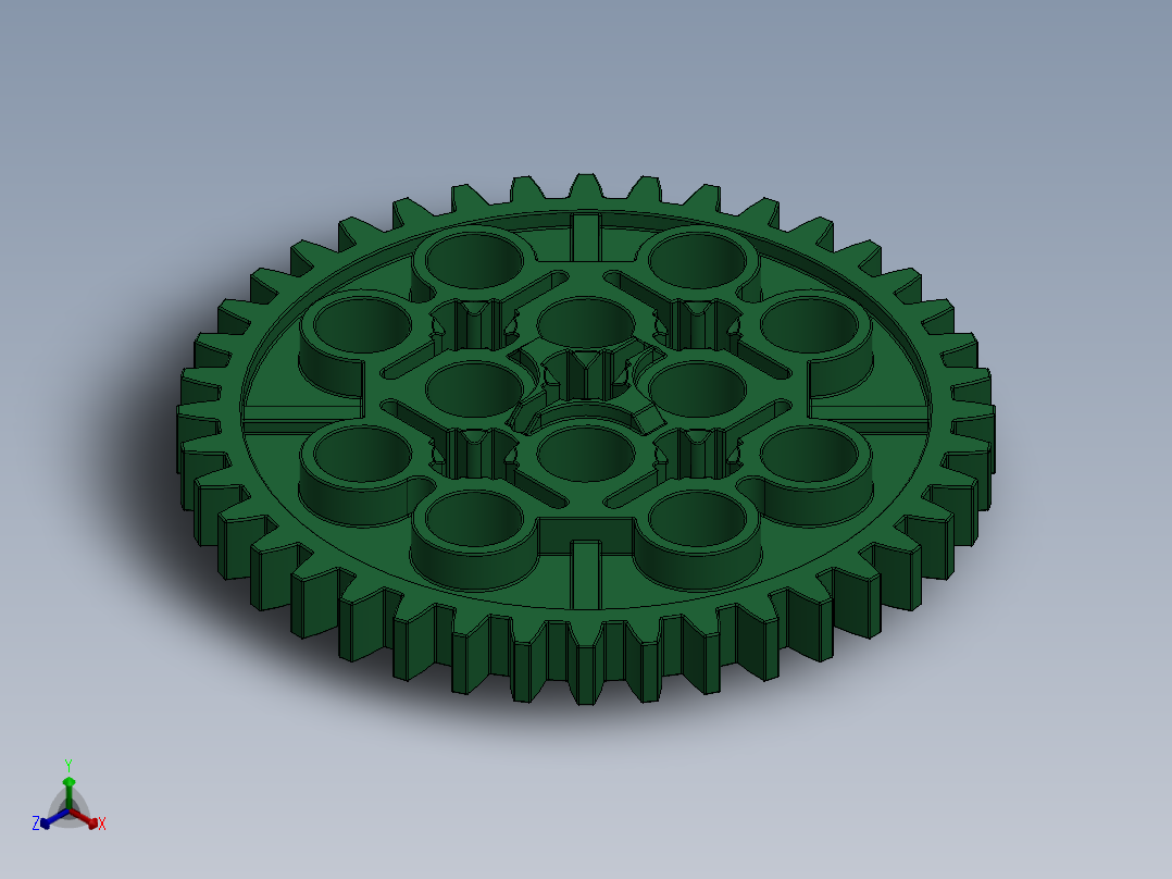 3649 Dark Green Technic Gear 40 Tooth.SLDPRT主视图