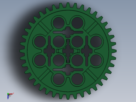 3649 Dark Green Technic Gear 40 Tooth.SLDPRT俯视缩略图
