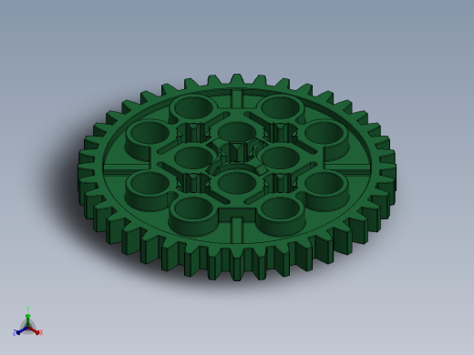 3649 Dark Green Technic Gear 40 Tooth.SLDPRT正等轴测缩略图
