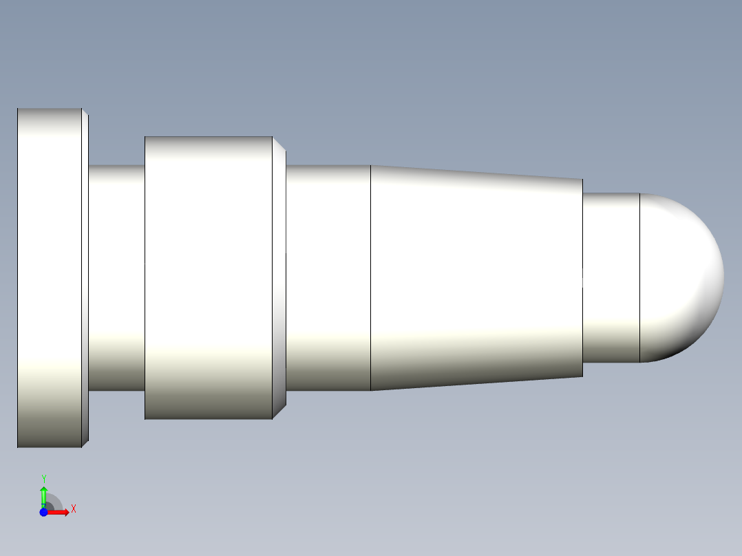 车削零件外圆UG程序编程刀路前视图