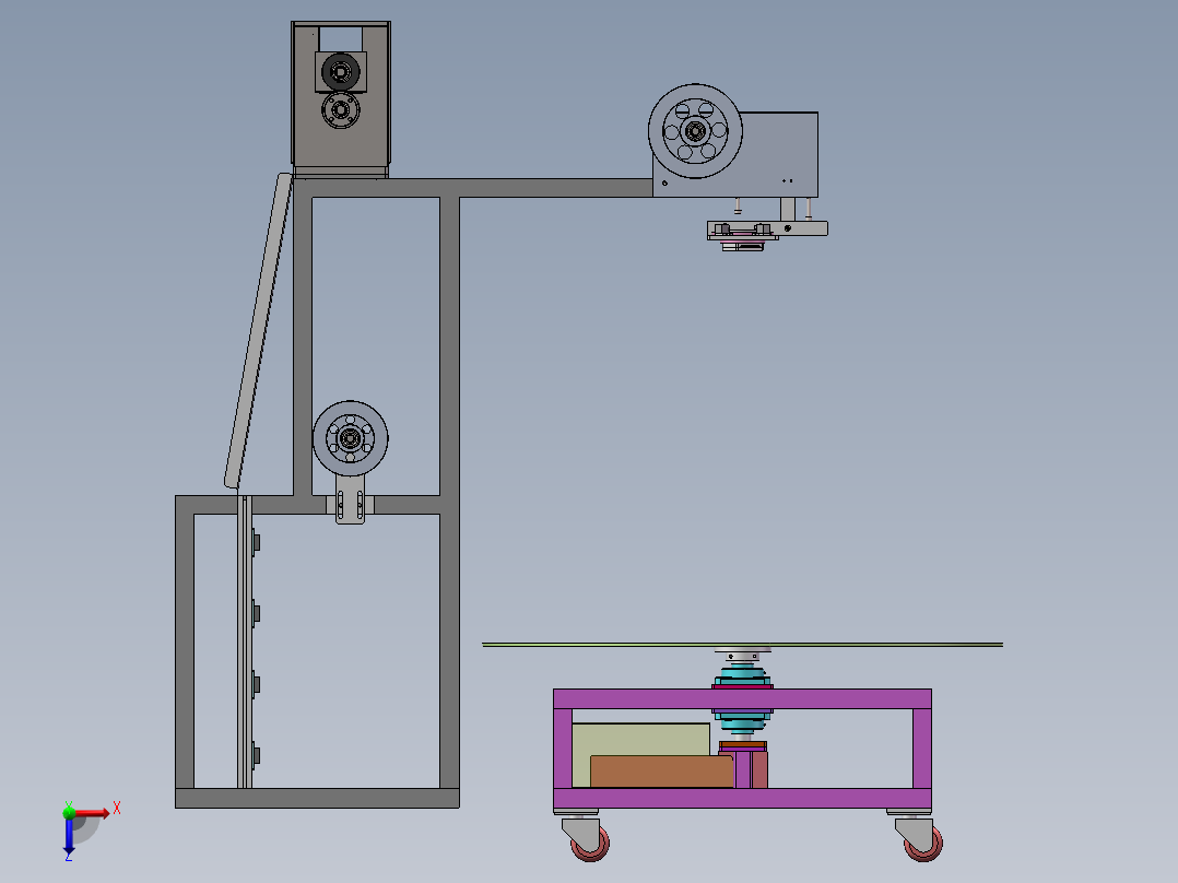 自动进料架（sw18可编辑+CAD+BOM）俯视图