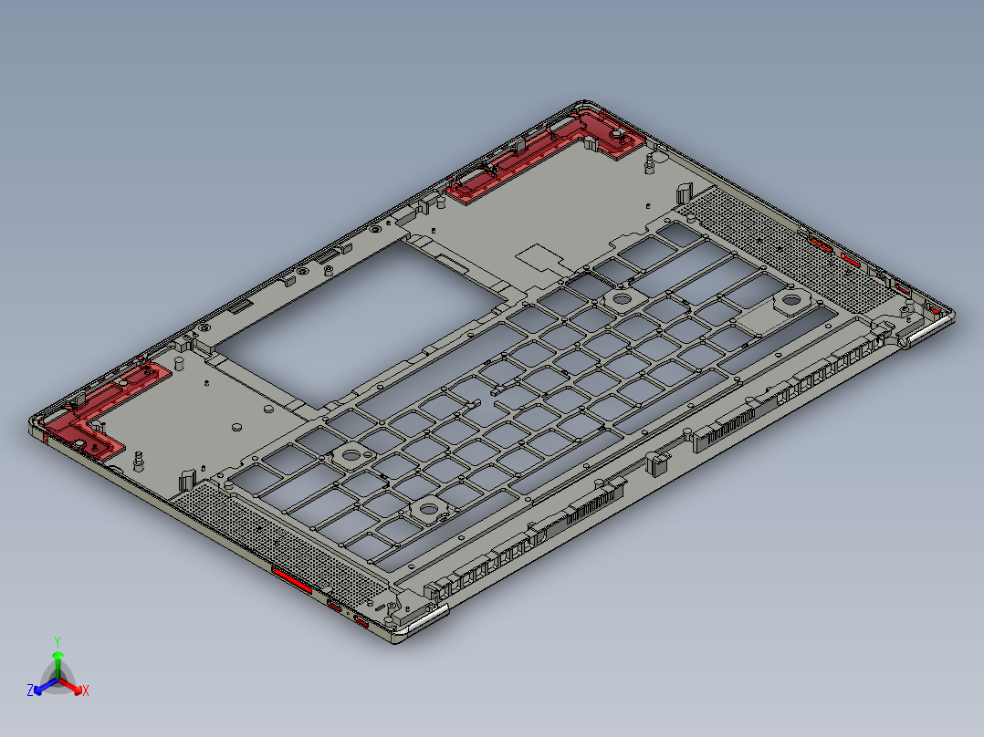包胶金属电脑外壳铣长边侧孔程序模型