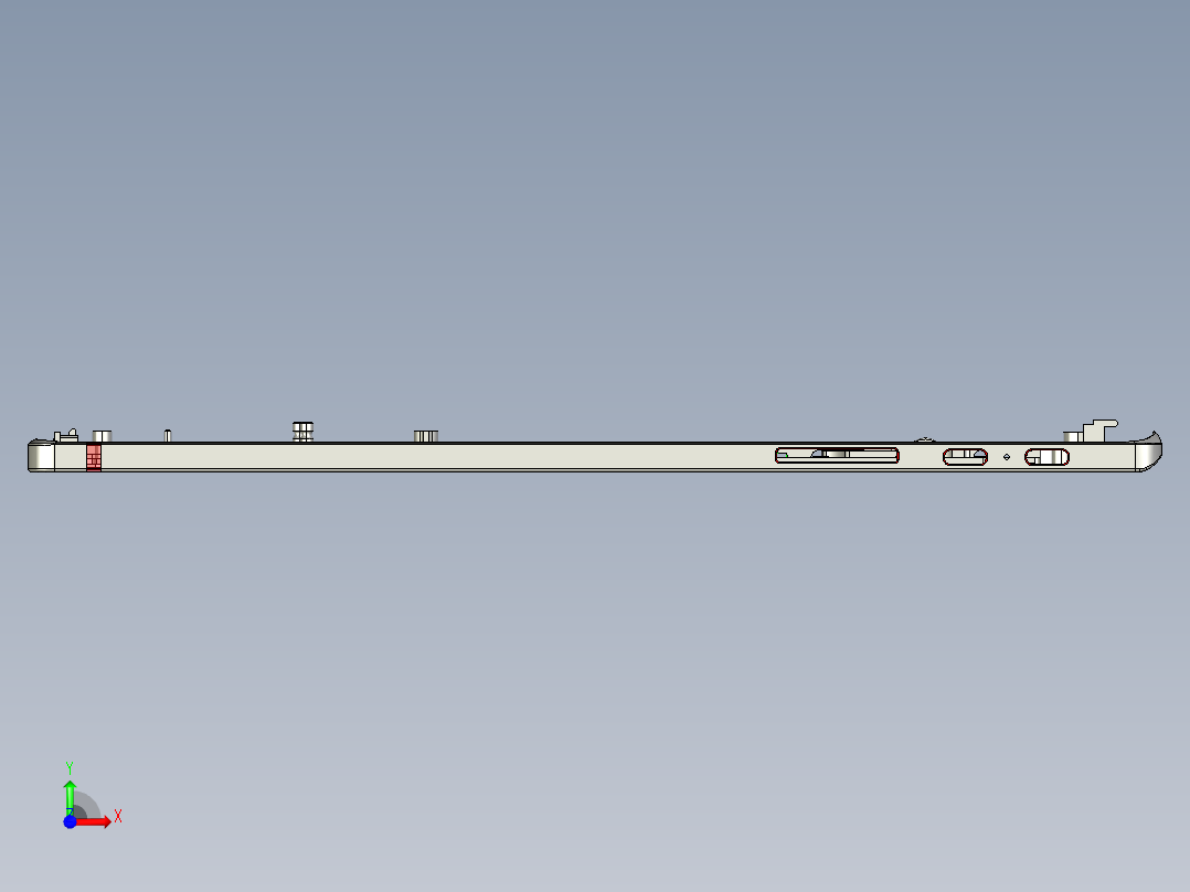 包胶金属电脑外壳铣长边侧孔程序模型前视图