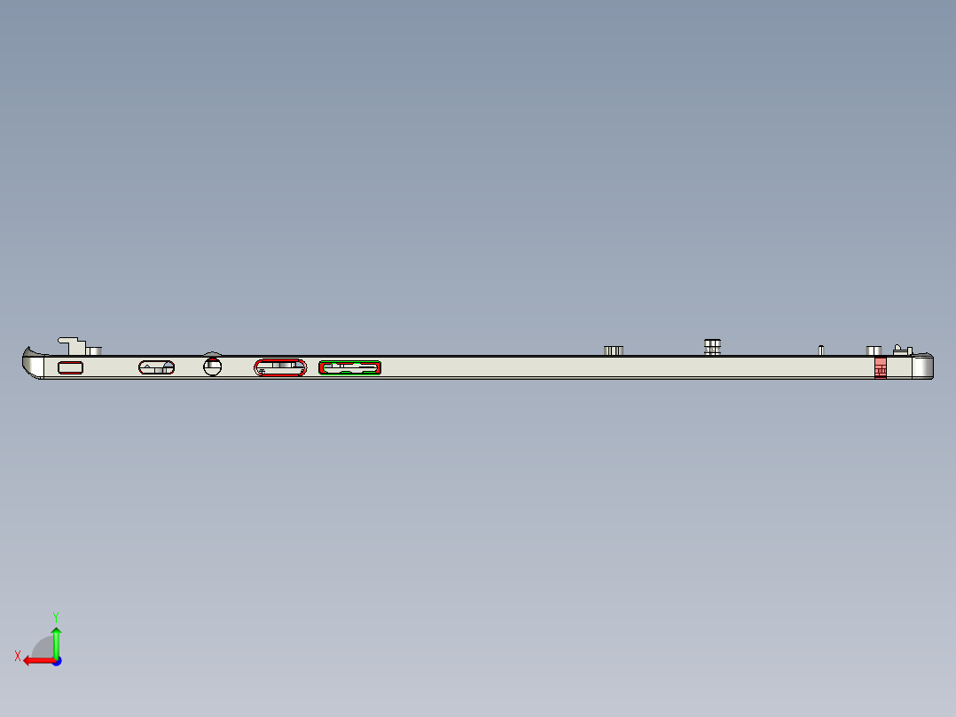 包胶金属电脑外壳铣长边侧孔程序模型后视图