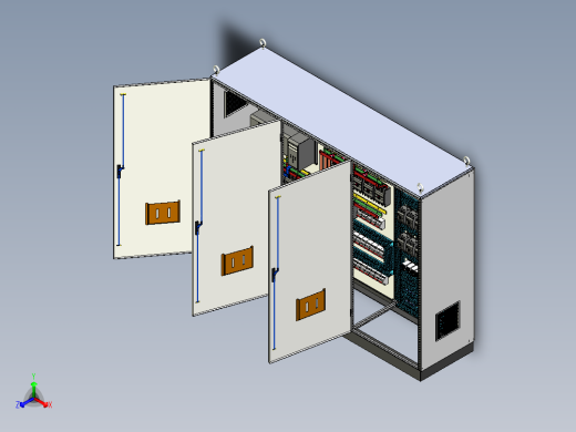 三柜组装双电源630A正装12路交流接触器控制柜 55365