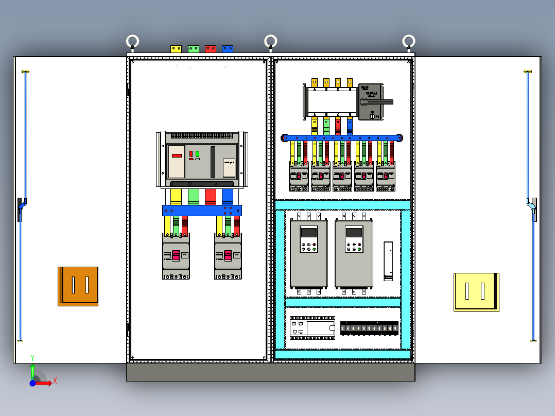 万能式断路器双电源软启动控制柜前视图