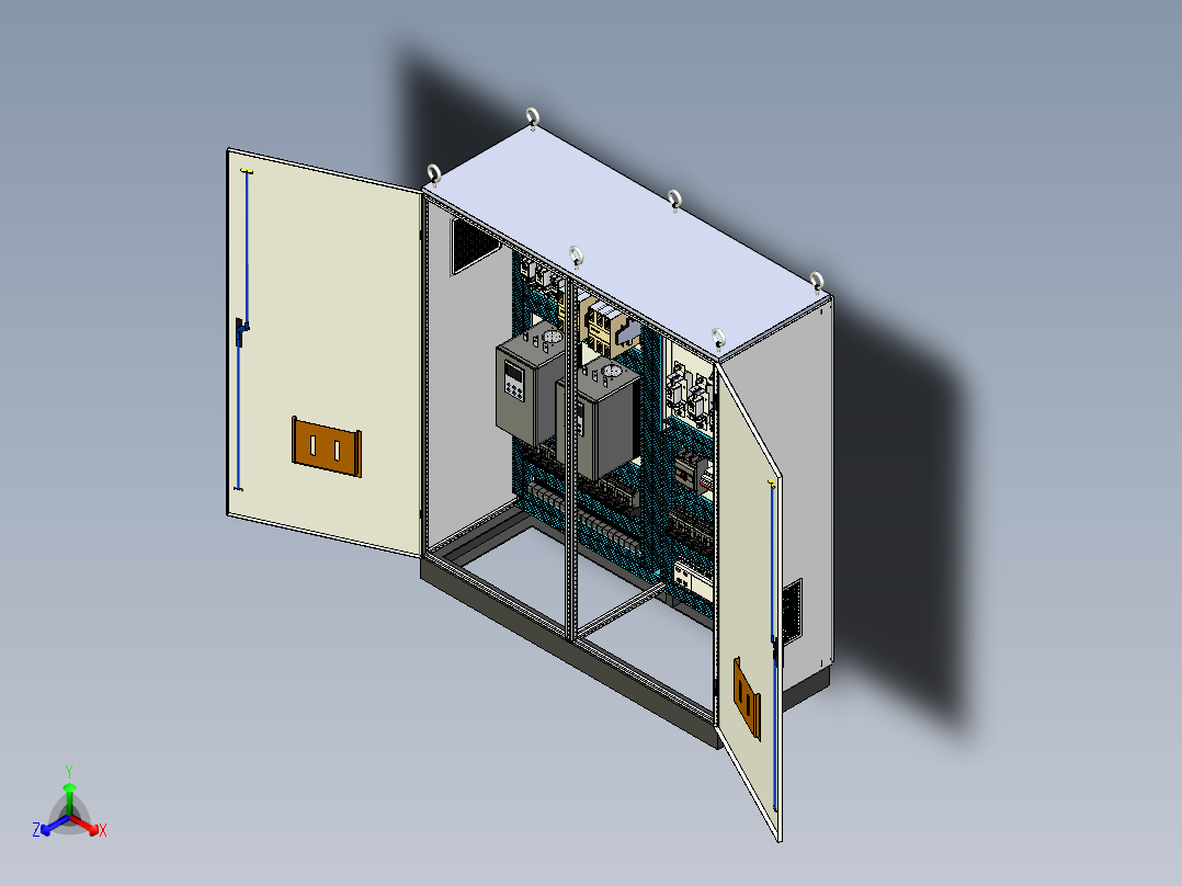 双柜组装软启动+刀开关plc风机控制柜 56228
