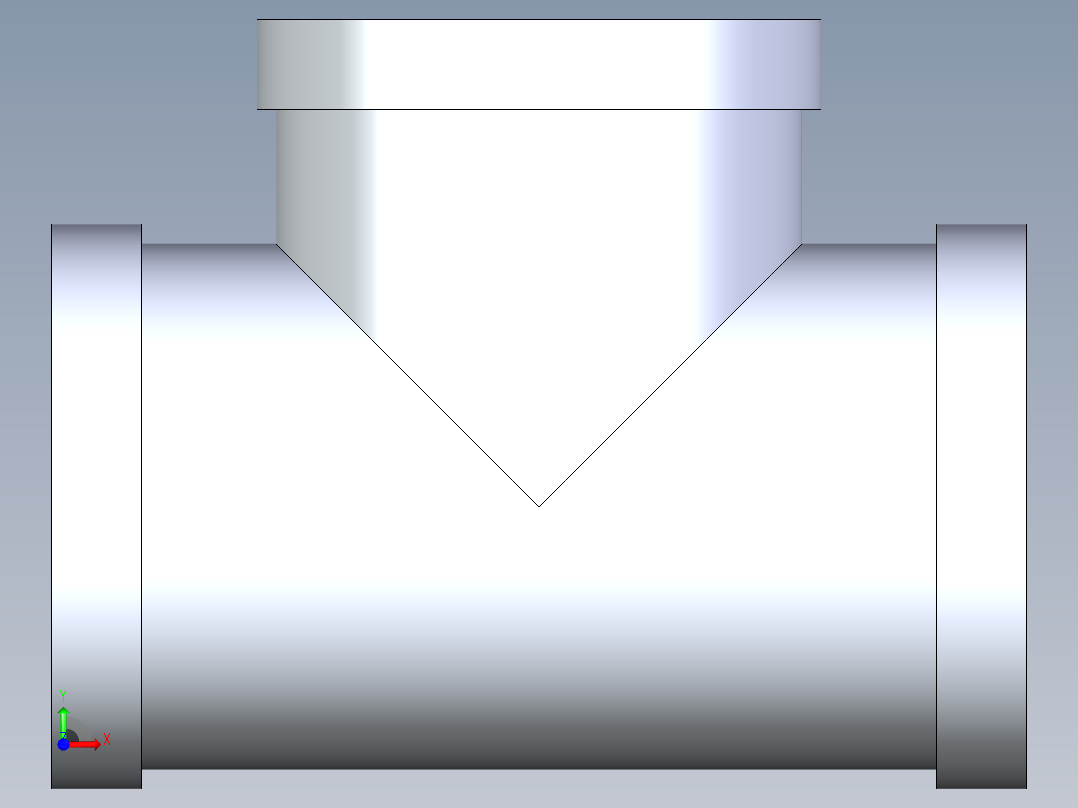 B3004509-不锈钢三通，尺寸 1 英寸前视图