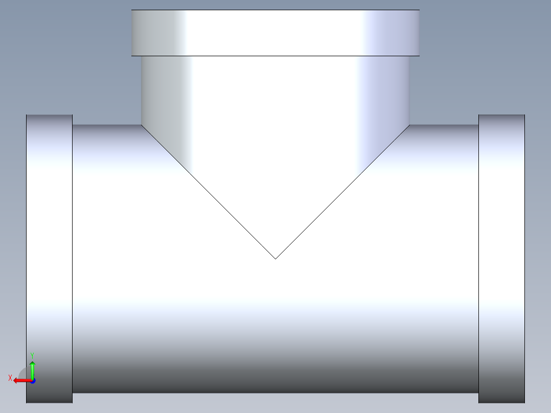 B3004509-不锈钢三通，尺寸 1 英寸后视图