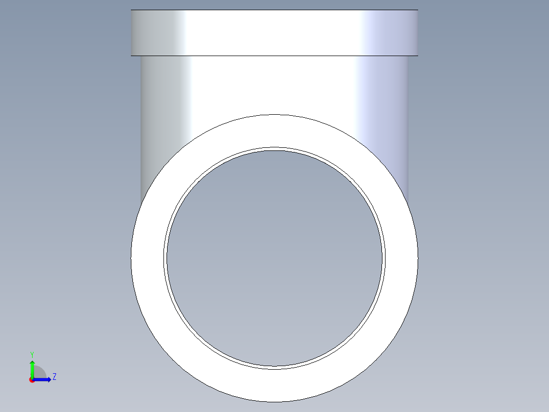 B3004509-不锈钢三通，尺寸 1 英寸左视图