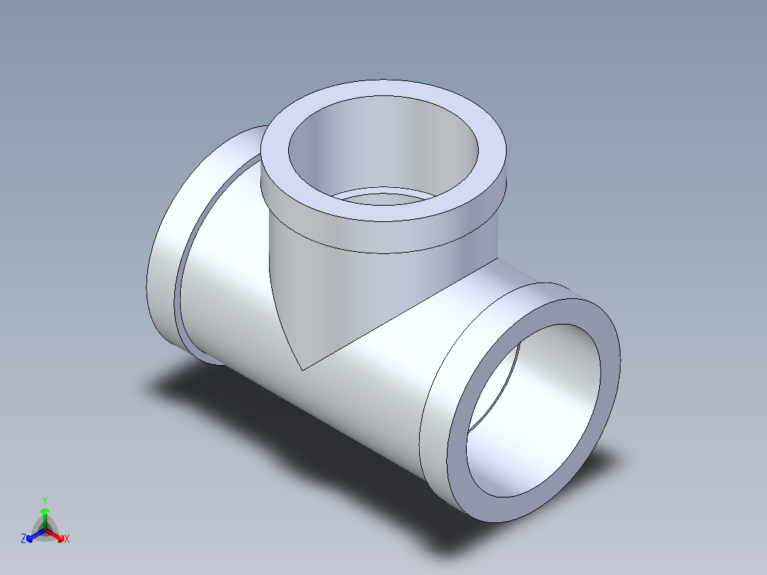 B3004509-不锈钢三通，尺寸 1 英寸正等轴测图