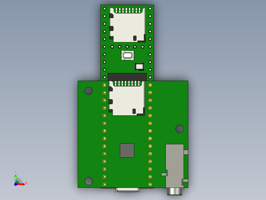 Teensy 3.6 带背负式音频板前视图