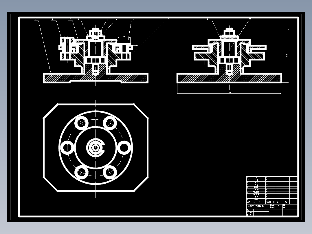潜孔钻机连接法兰的钻孔夹具设计及工装工艺6张CAD图