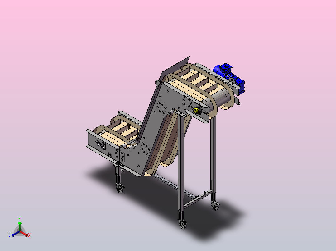 A16 爬坡输送输送带正等轴测图