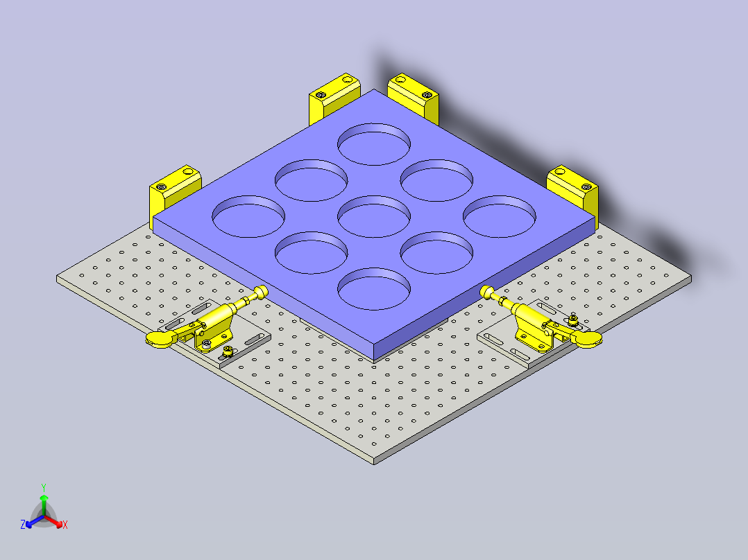 一款灵活型工件定位机构3D模型主视图