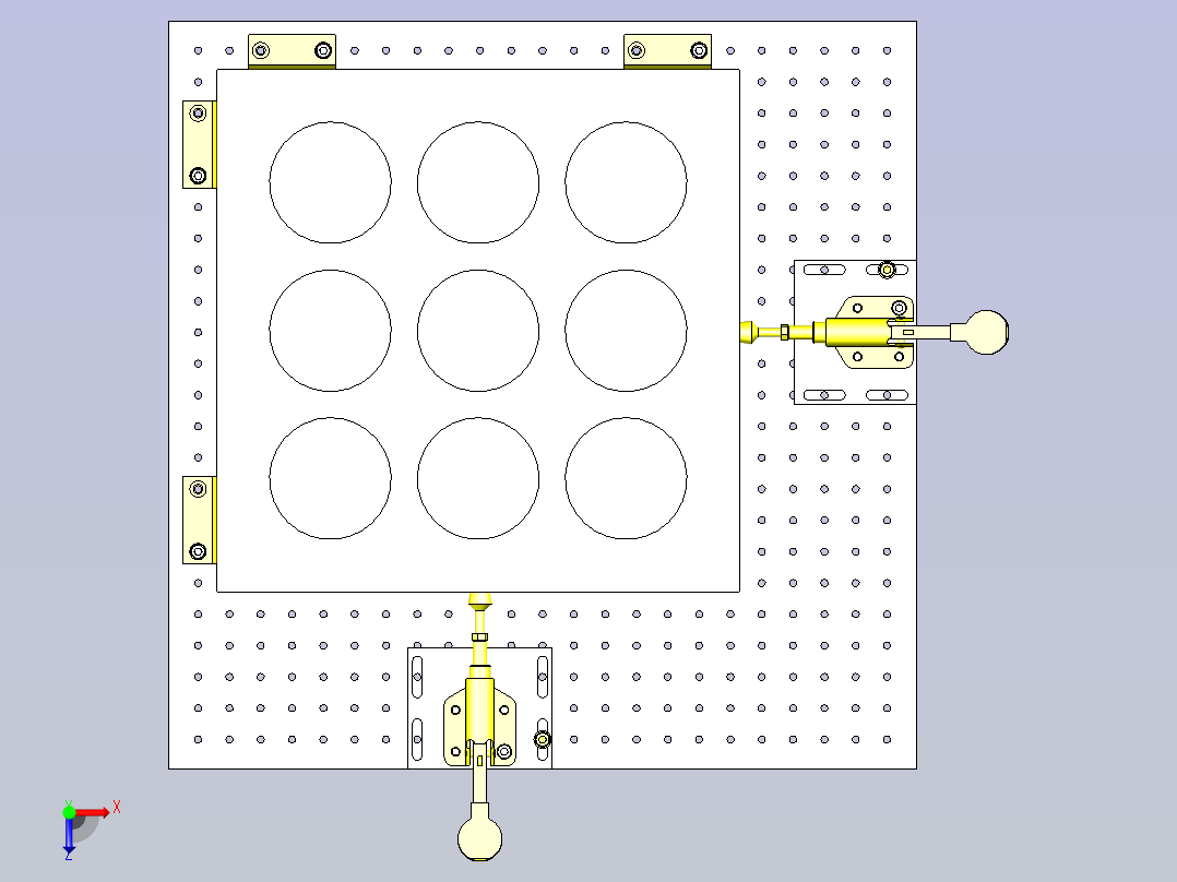 一款灵活型工件定位机构3D模型俯视图