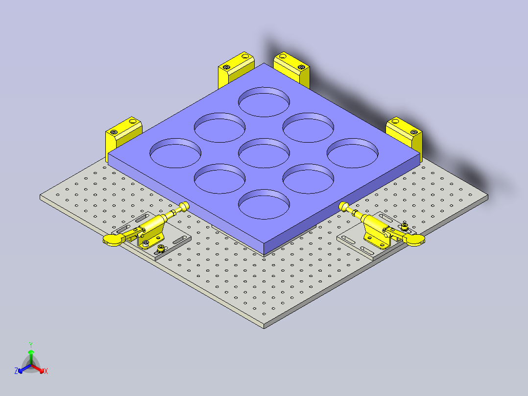 一款灵活型工件定位机构3D模型正等轴测图