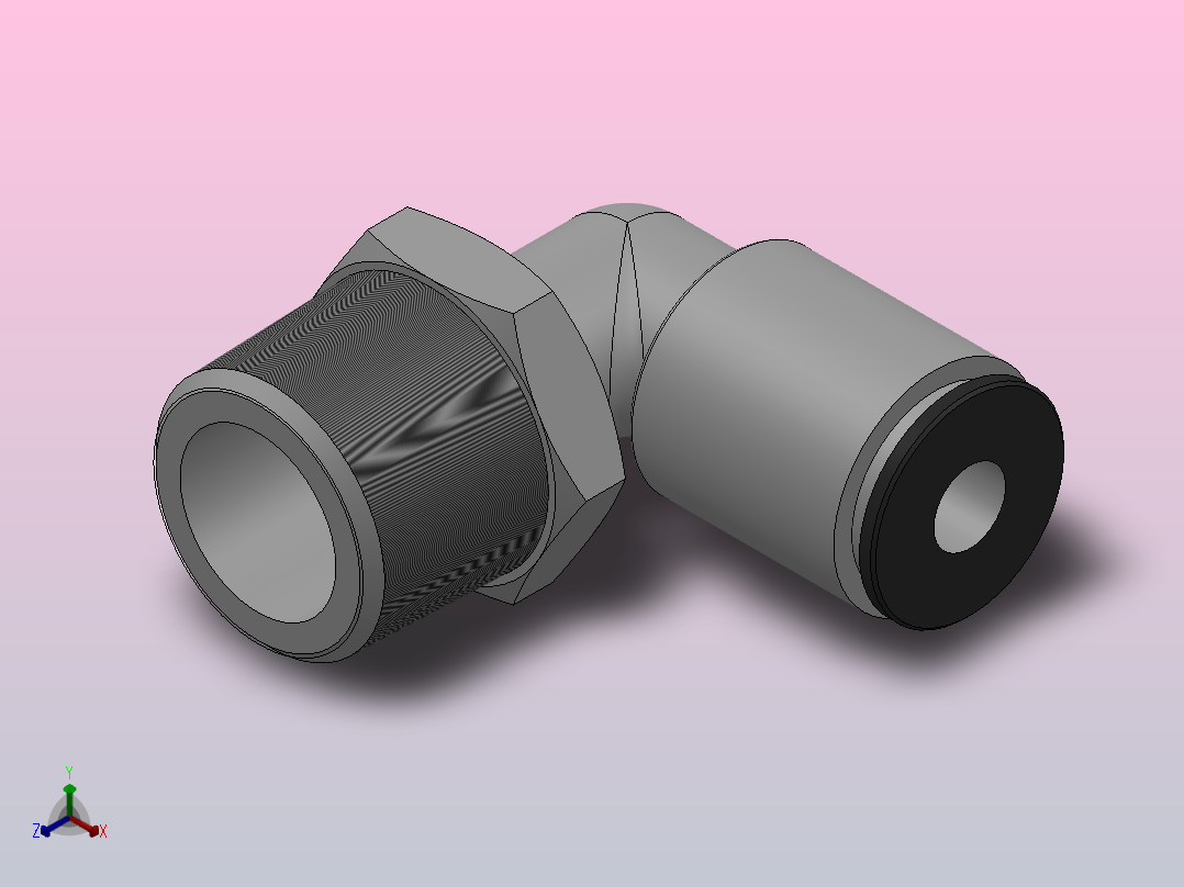 IPLP L型螺纹弯头气动管接头[IPLP04-02]正等轴测图