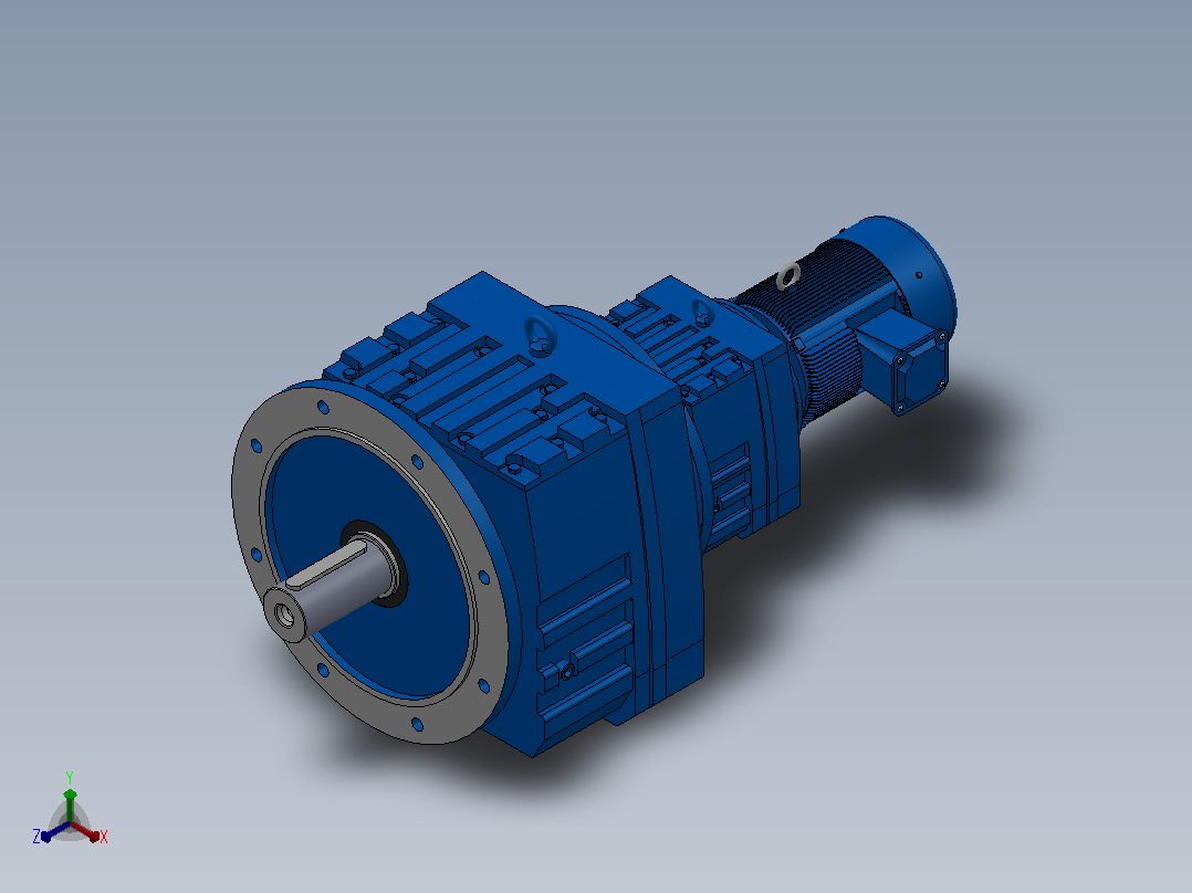 RF107R77法兰轴伸式组合型斜齿轮减速机RF107R77-Y0.55-4P-80-M1-0°-Φ450主视图