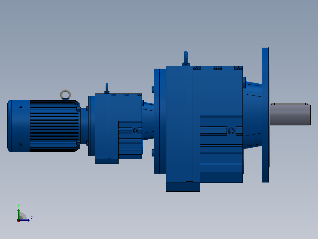 RF107R77法兰轴伸式组合型斜齿轮减速机RF107R77-Y0.55-4P-80-M1-0°-Φ450左视图