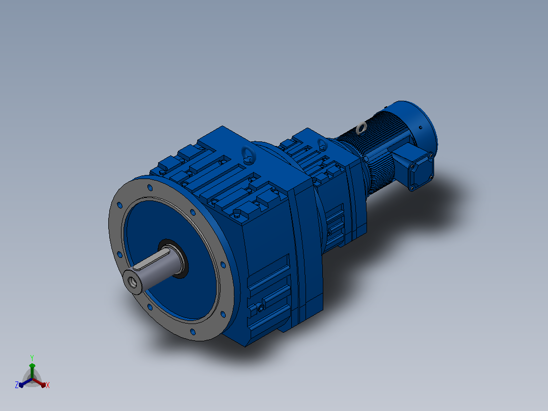 RF107R77法兰轴伸式组合型斜齿轮减速机RF107R77-Y0.55-4P-80-M1-0°-Φ450正等轴测图