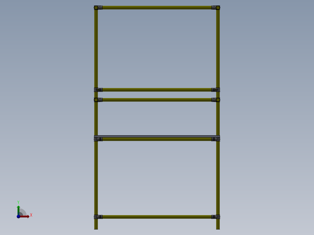 精益管工作台三维图纸方面前视图