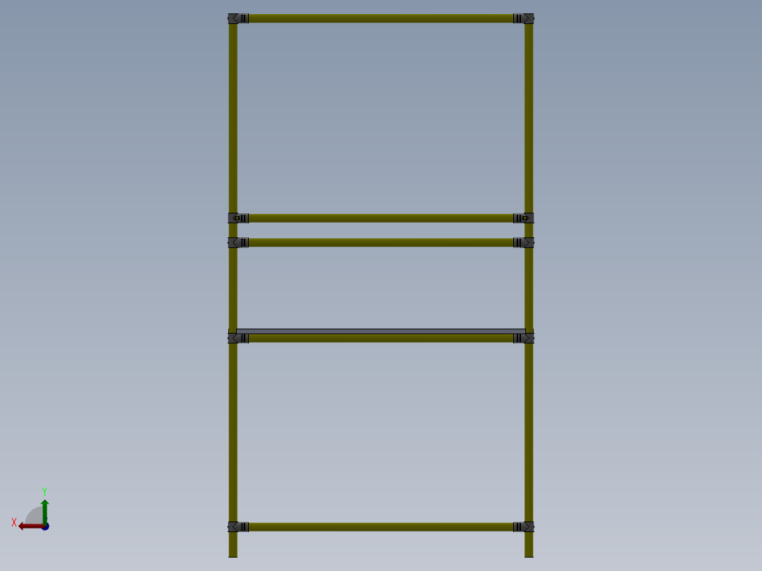 精益管工作台三维图纸方面后视图