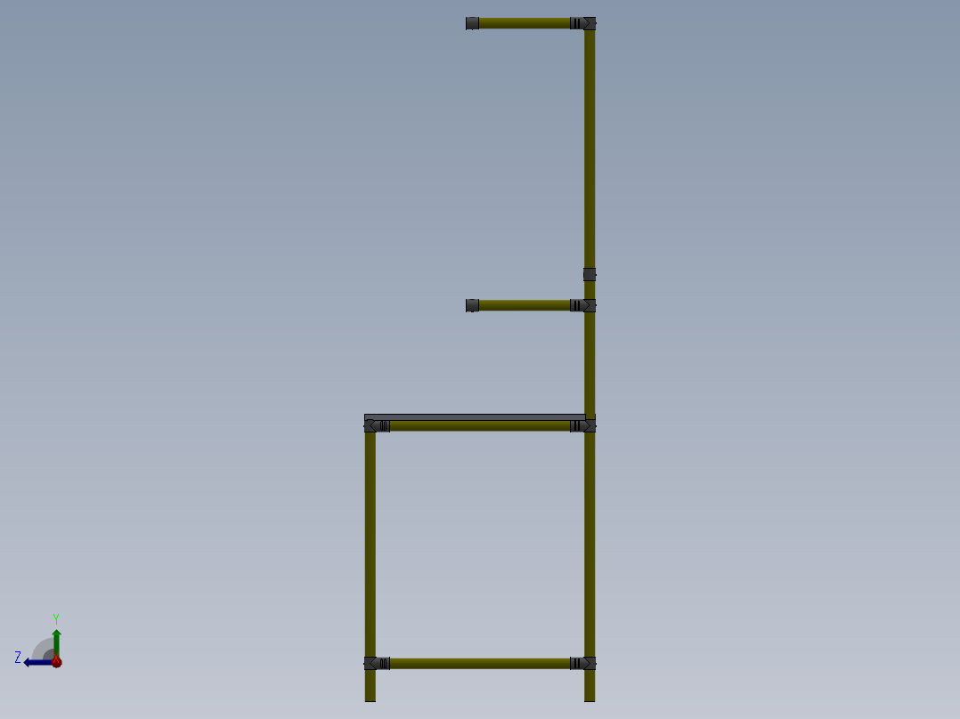 精益管工作台三维图纸方面右视图