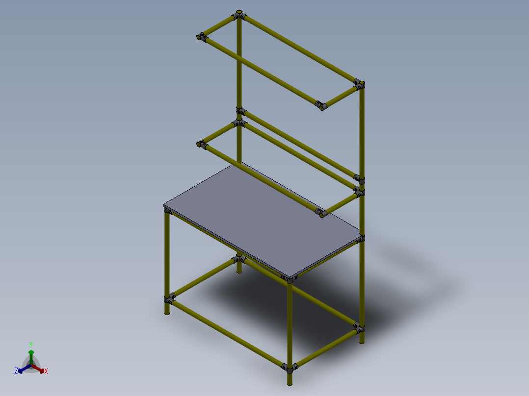 精益管工作台三维图纸方面正等轴测图