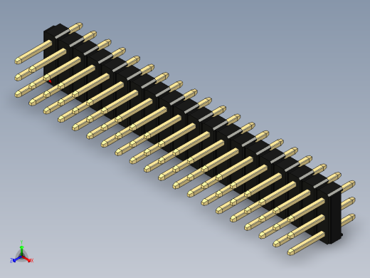 彩色公头100mil（2.54mm）系列-DS1021_black_3x20p_100mil_Type1_rev1.0正等轴测缩略图