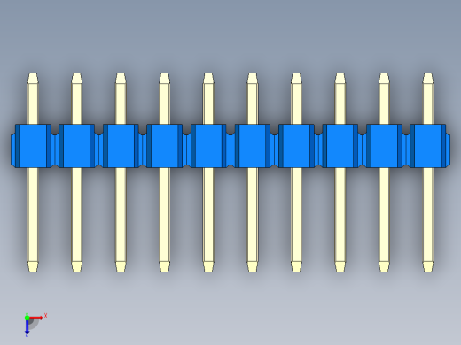彩色公头100mil（2.54mm）系列-DS1021_blue_1x10p_100mil_Type1_rev1.0俯视缩略图