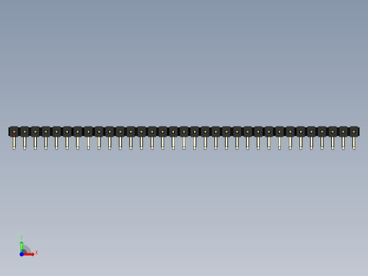 彩色公排针 100mil 2.54mm 系列-DS1022_black_1x33p_100mil_TypeD_rev1.0前视缩略图