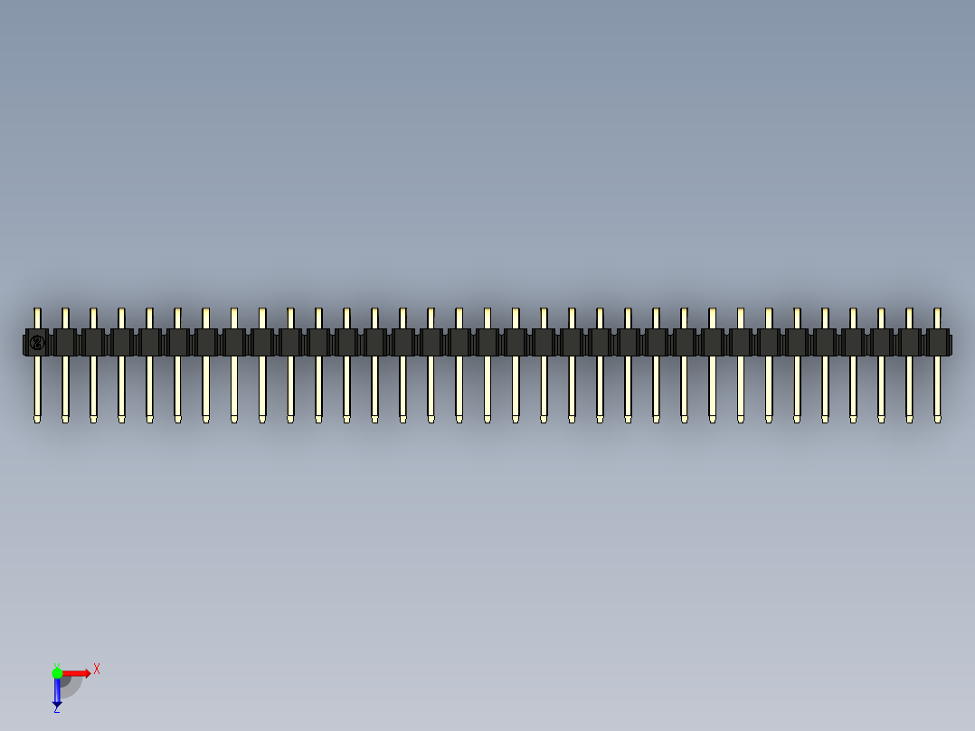 彩色公排针 100mil 2.54mm 系列-DS1022_black_1x33p_100mil_TypeD_rev1.0俯视图