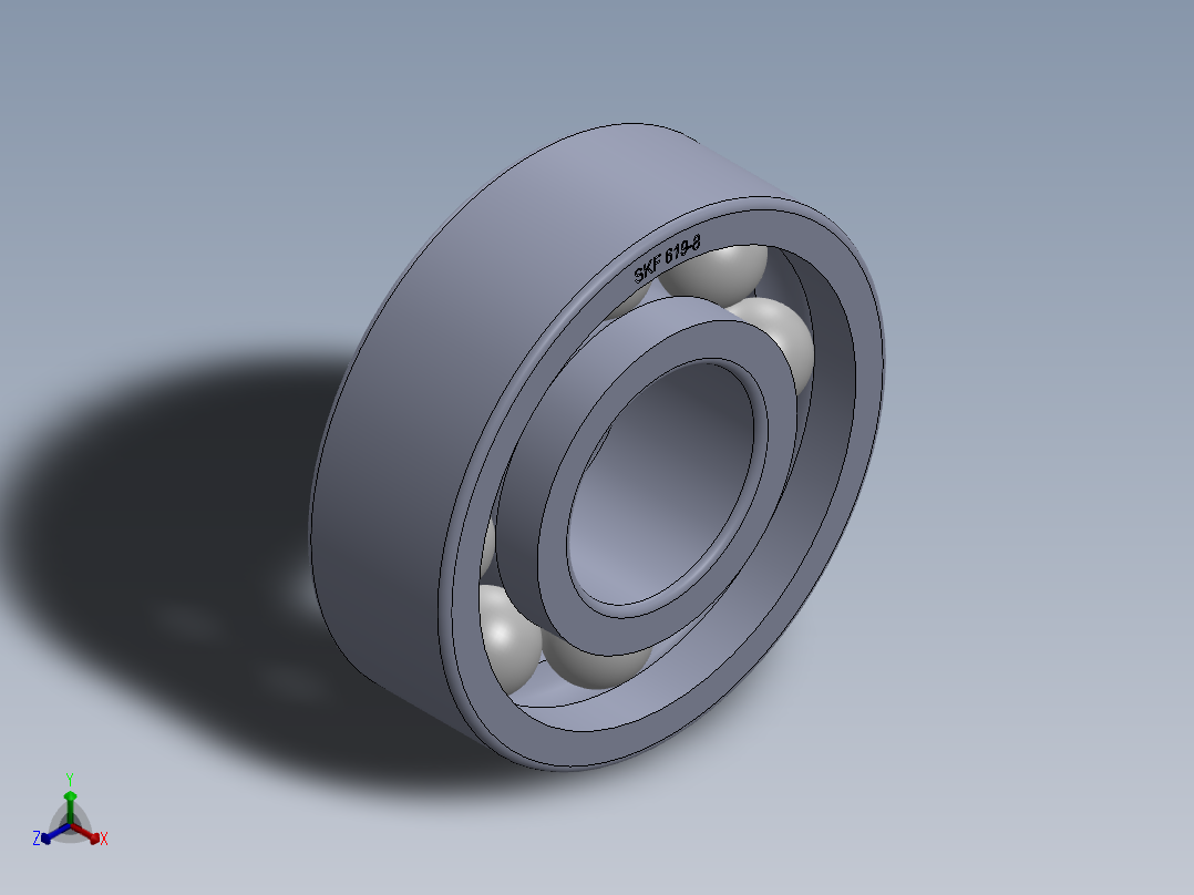 滚珠轴承-SKF BALL BEARING 619-8 8x19x6正等轴测图