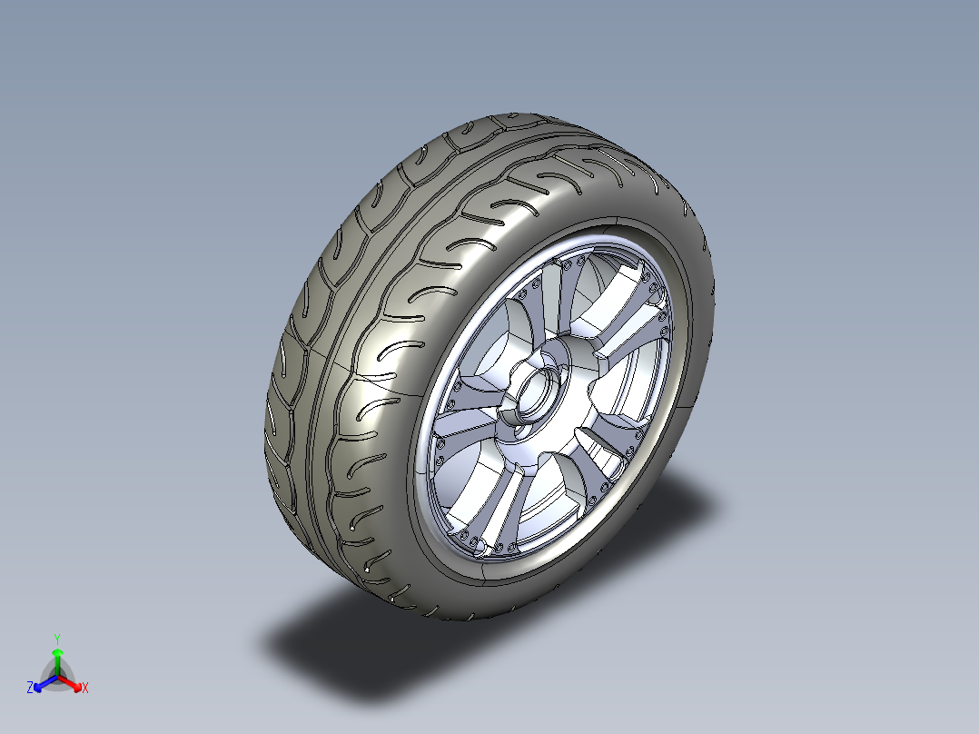 195-50-R15车轮和轮胎总成15英寸轮辋正等轴测图