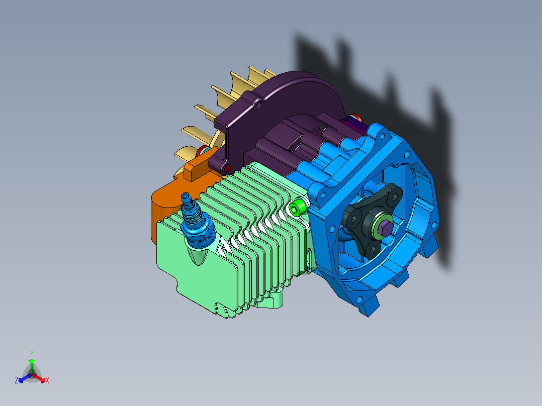 三轮车通用机头发动机主视图