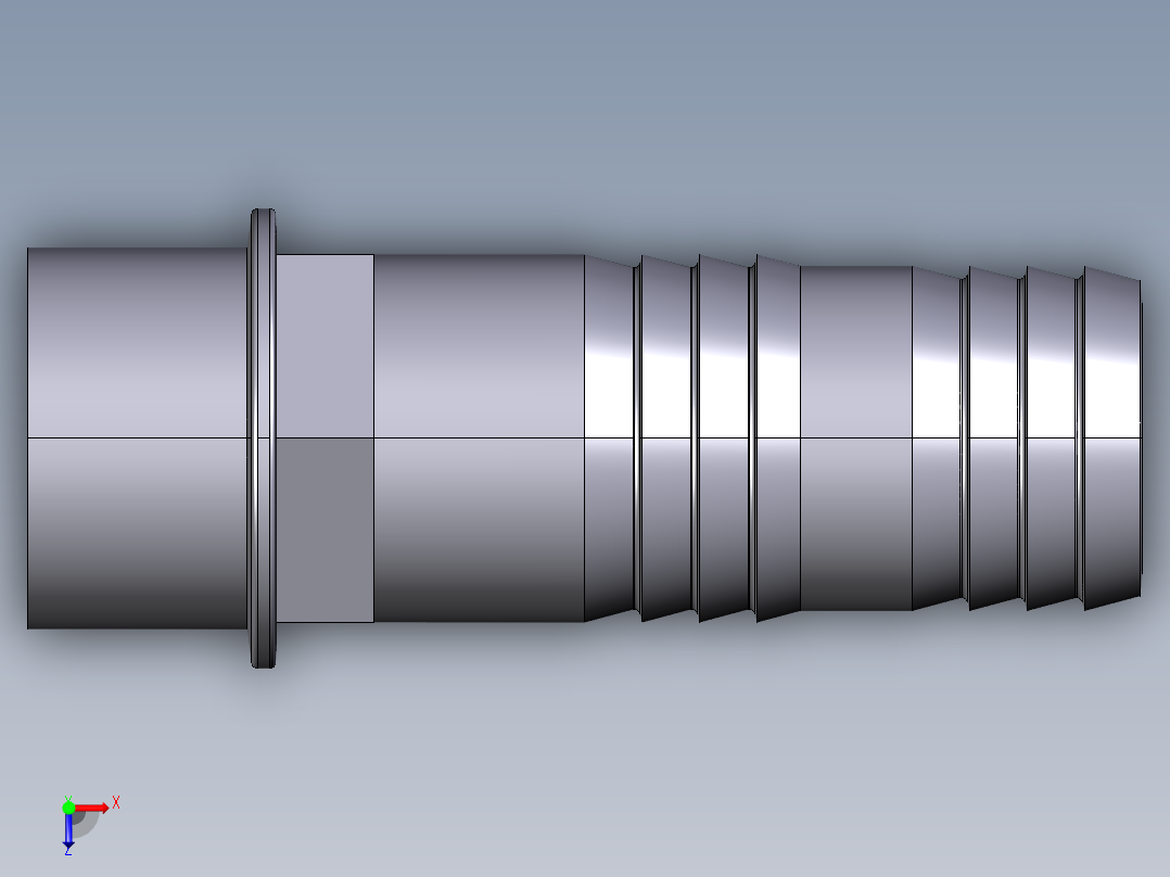 25AFV BSP软管接头的阳螺纹端俯视图