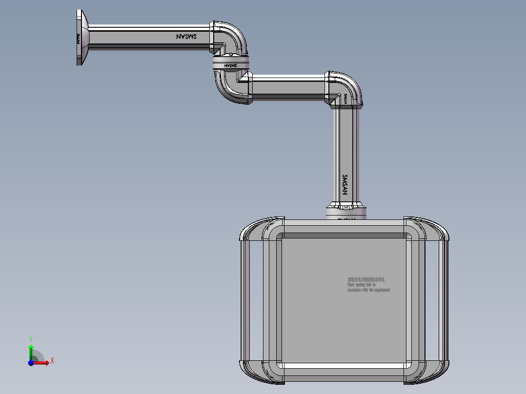 向下固定底座+中间连接器+转角+箱体连接器+控制箱前视图
