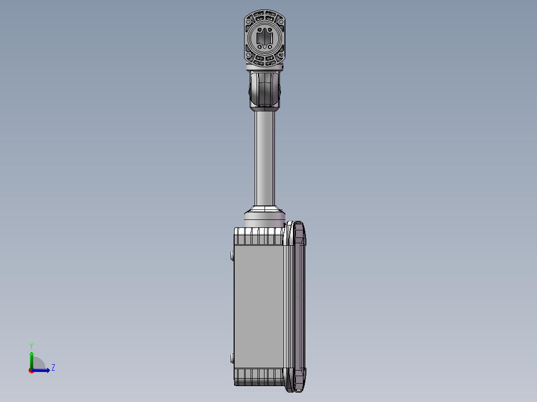 向下固定底座+中间连接器+转角+箱体连接器+控制箱左视图