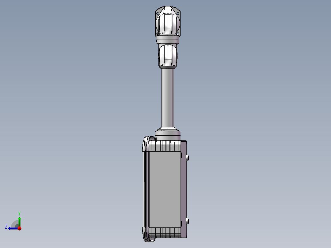 向下固定底座+中间连接器+转角+箱体连接器+控制箱右视图