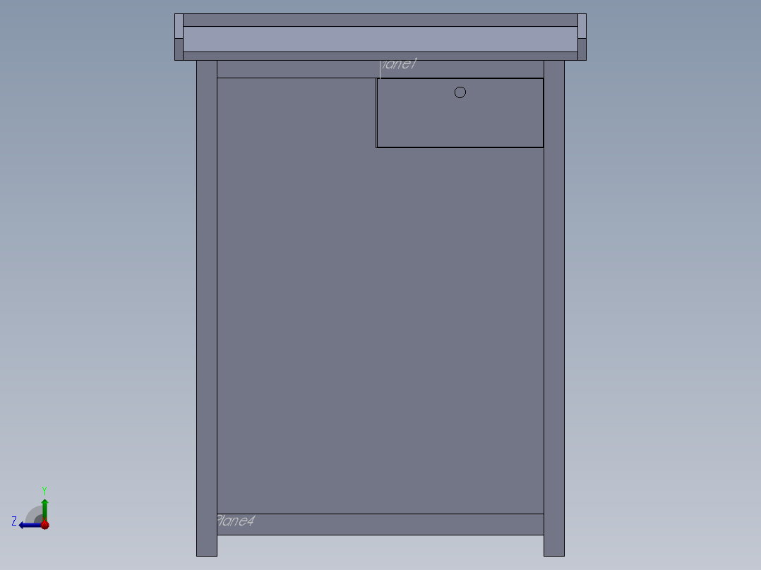 控制台 操作台podium-table-1831-模型格式为 sw右视图