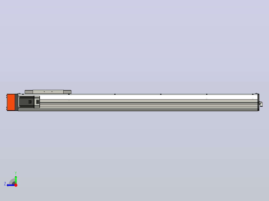 行程为 1150 mm 的线性运动右视图
