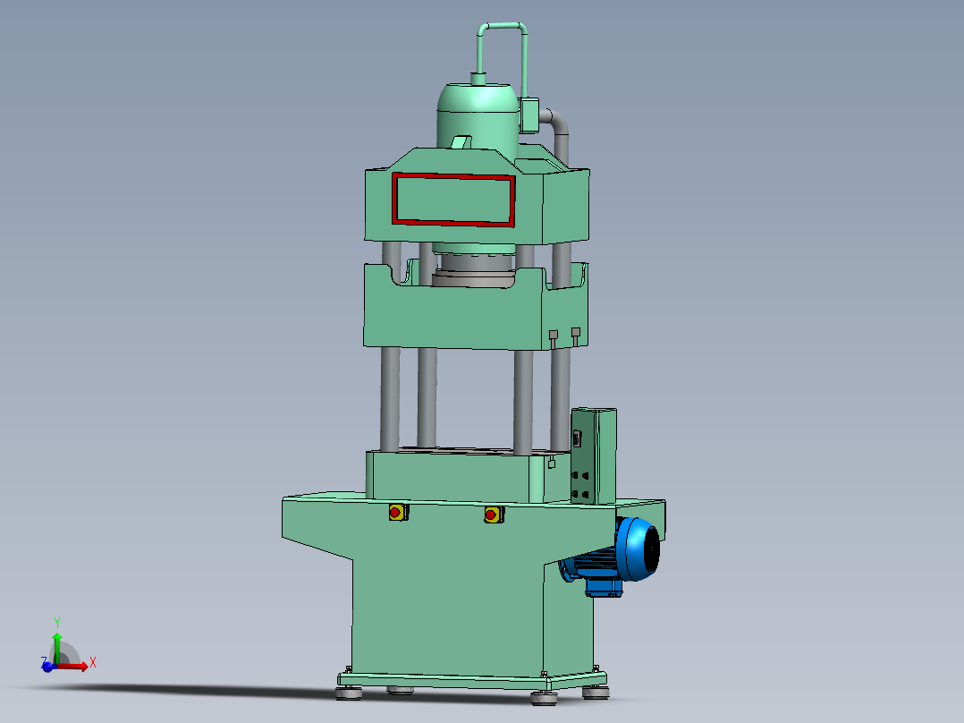 Prensa 100T液压机3D数模图纸 STEP格式主视图