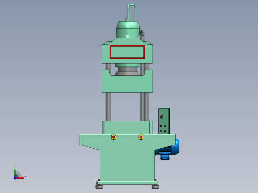 Prensa 100T液压机3D数模图纸 STEP格式前视缩略图