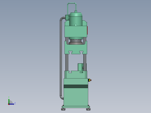 Prensa 100T液压机3D数模图纸 STEP格式左视缩略图