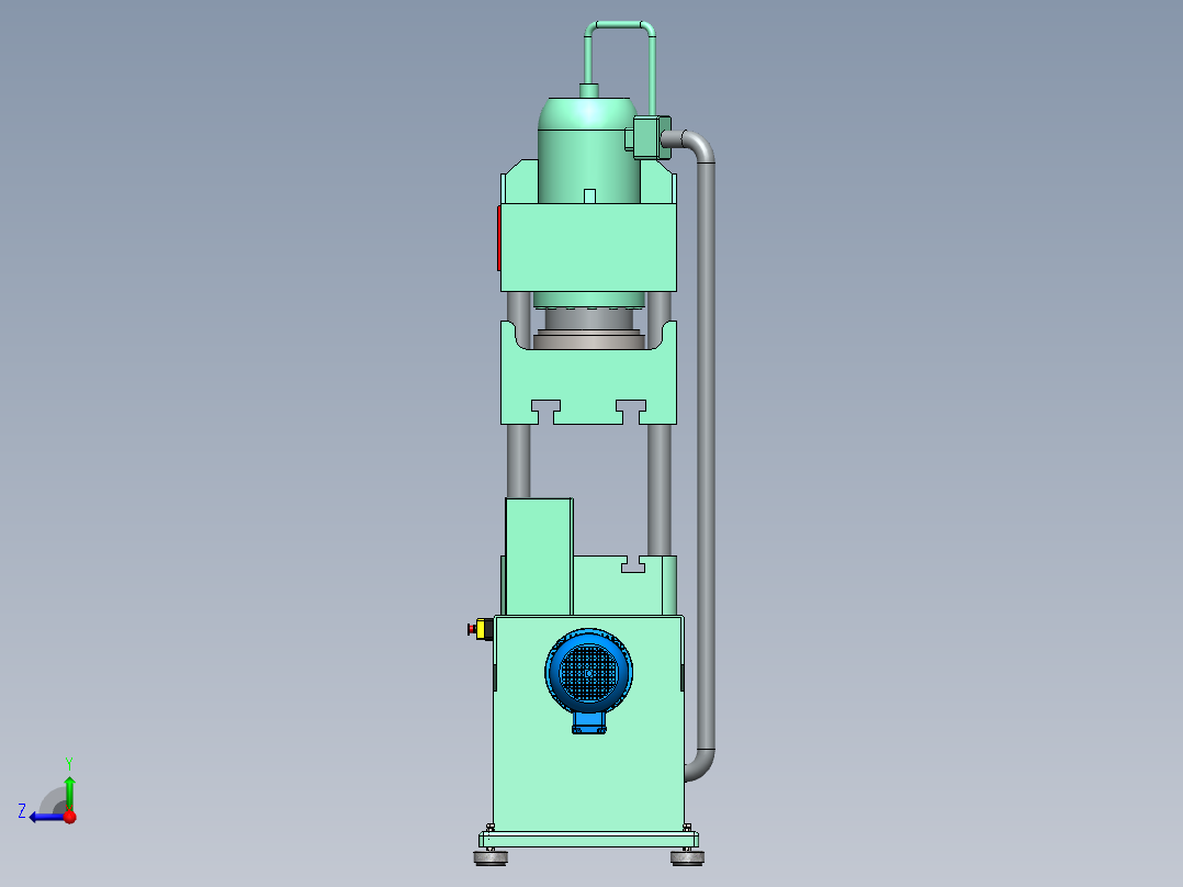 Prensa 100T液压机3D数模图纸 STEP格式右视图