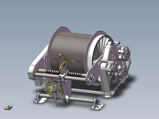 3款卷扬机3d图纸 卷筒卷线机绞盘机 钢丝绳卷线机、卷扬机3d模型