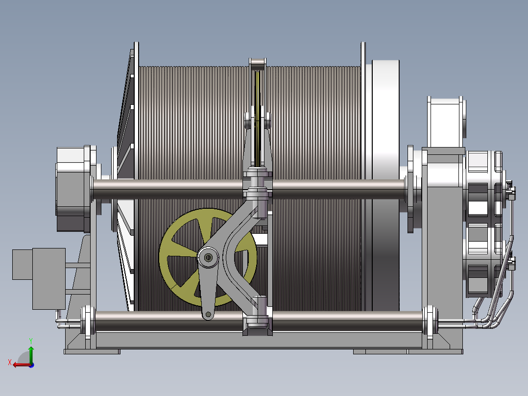 3款卷扬机3d图纸 卷筒卷线机绞盘机 钢丝绳卷线机、卷扬机3d模型后视图